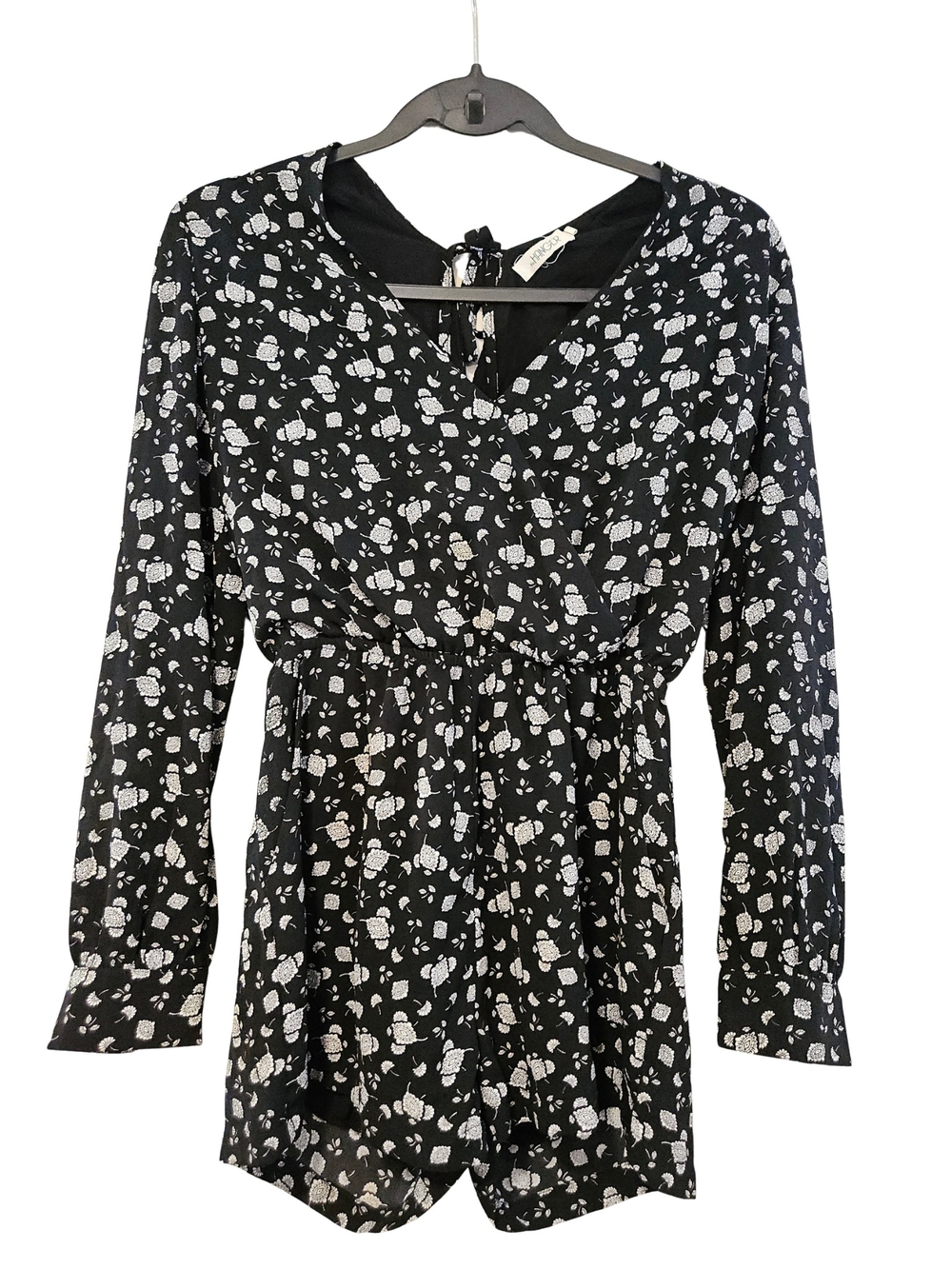 The Hanger Black and White Floral Romper - Size Small